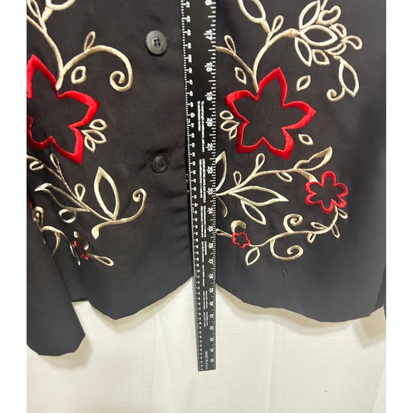 NWT Sage Harbor Black Embroidered Floral Xmas Top Blazer Women Size‎ 16 - Picture 4 of 10